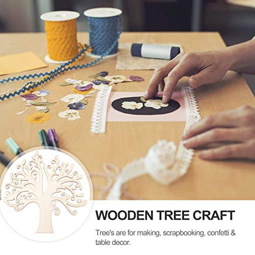 Veemoon 10pcs Blank Wooden Tree Embellishments, Unfinished Wood Crafts Wooden Tree Shape Tree Cutout for Home Family Tree Weddings DIY Crafts Veemoon