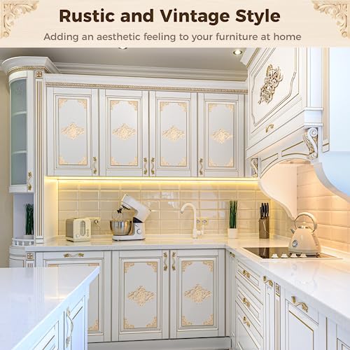 20pcs(4 Pack) Wood Appliques Decorative Carved Onlays, Wooden Carved Appliques DIY Decoration for Wood Furniture, Wood Carving Decals for Wall CDOKY