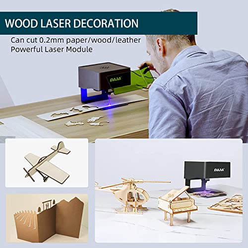 Phezer DJ6 Laser Engraving Machine for Beginners, 2.12lb Portable 3W Output Laser Engraver Logo Marker DIY Handcraft Kits for Wood Bamboo Phezer