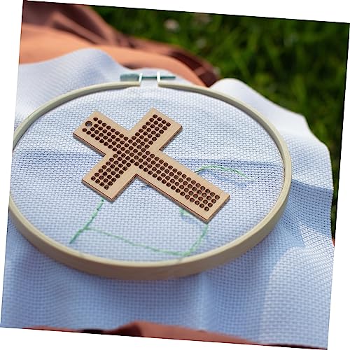 15 Pcs Cross Stitch Wood Pieces Wooden Cross Plate Bookmark Kit Embroidery Frame Wooden Hanging Tags Unfinished Wood Shapes DIY Gift Wooden Cross COHEALI