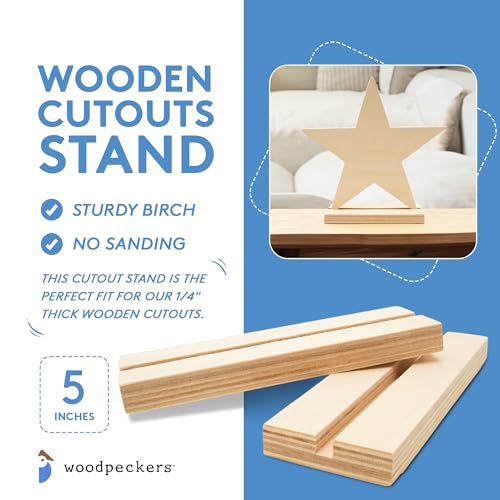 Stand for Wooden Cutouts 5 Inch, Pack of 10, Fits 1/4" Thick Wooden Cutouts, Use for Centerpieces and Displays, by Woodpeckers Woodpeckers