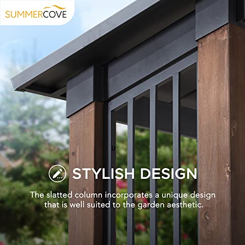 Sunjoy 11 x 13 ft. Hardtop Gazebo Outdoor Cedar Frame Wood Gazebo with Black Steel Hardtop Roof for Patio, Garden, Backyard, and Lawn Activities by SummerCove