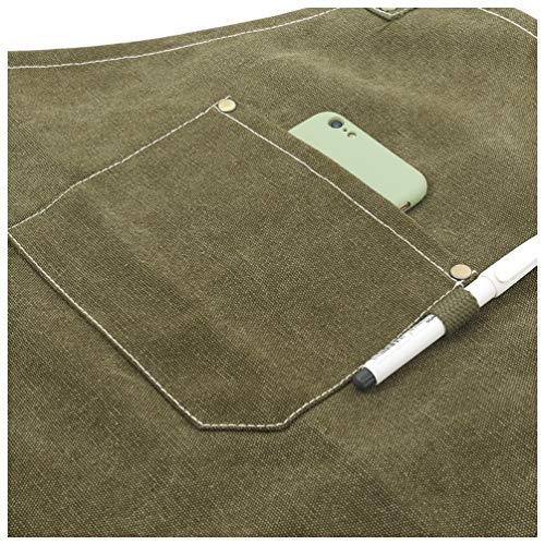 Tobyan No-Tie Canvas Apron Heavy-Duty 16OZ Work Apron with Front Pocket Extra Long Straps Adjustable M–XXL Tobyan