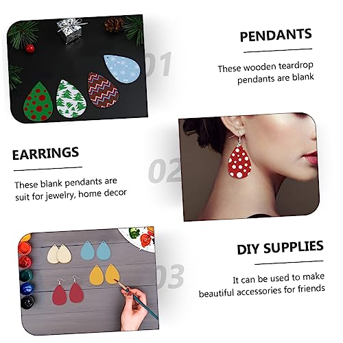 SEWACC 50pcs Water Drop Earrings Wood Piece Earring Pendants with Hole Ornament Earrings DIY Earring Supplies Earring Making Charm Unfinished Earring SEWACC