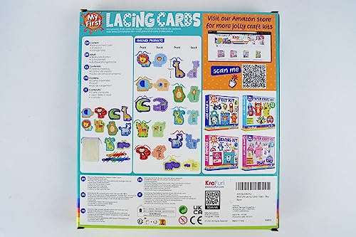 KRAFUN Beginner Easy Safari and Animal Lacing Card Kit, 10 Preschool Lacing Card Project for Kids Arts & Crafts, Lacing Cards for Toddlers, Fine KRAFUN