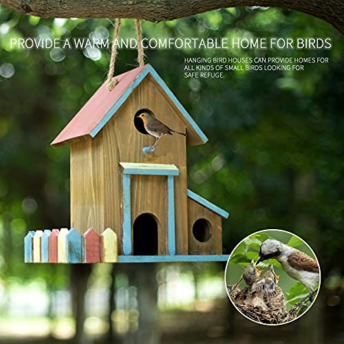 2in1Bird House&Bird Feeder,Bird Houses for Outside,3 Hole Bird House for Outside/Indoors/Hanging,Wooden Birdhouses,Handmade Natural Bird House for XDYGHH
