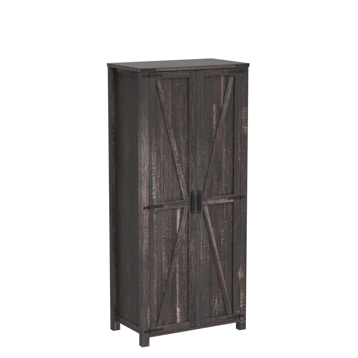 OKD 32'' Rustic Farmhouse Armoire with Adjustable Shelves and Barn Doors OKD