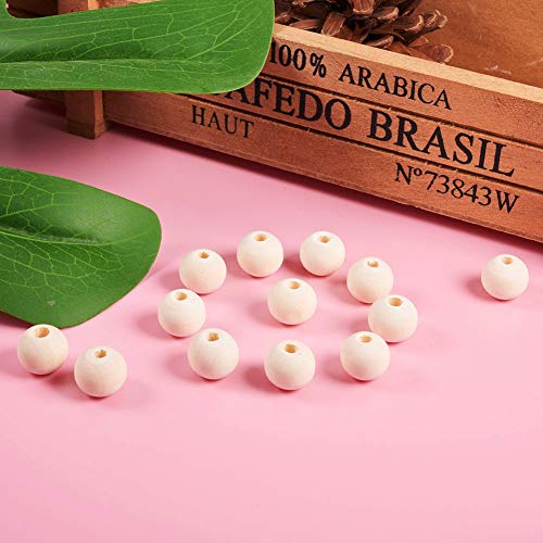 PH PandaHall Wooden Beads, 100pcs 12mm Unfinished Natural Round Wooden Spacer Beads Round Ball Wooden Loose Beads for Necklace Bracelet Hair Braids PH PandaHall