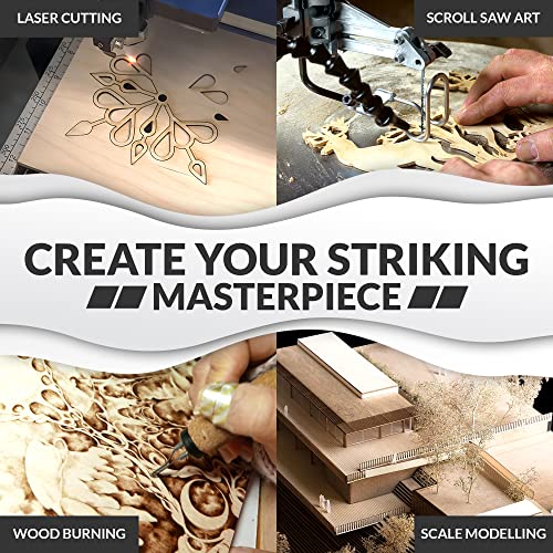 Basswood Sheets for Crafts 1/8 inch, 3mm Plywood Sheets for Laser Cutting, Wood Burning, Architectural Models, Drawing - 10 Pack Bass Wood 12 x 12 SS Custom Products