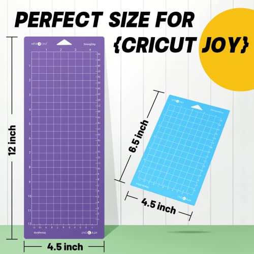 HTVRONT Cutting Mat for Cricut Joy Machine, 6 Pack Cutting Mats (3 Pcs 4.5X12in & 3 Pcs 4.5X6.5in), Variety Adhesive Cutting Mats Replacement HTVRONT