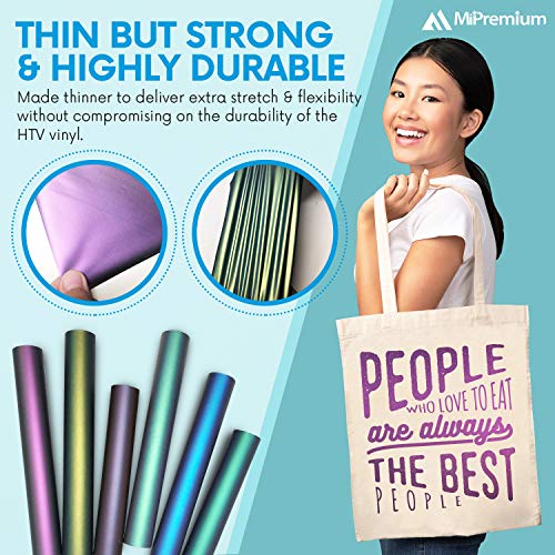 MiPremium Chameleon Heat Transfer Vinyl Iron On HTV Compatible with Cricut Air & Expression Silhouette Cameo & Other Cutters. Assorted Gradient MiPremium