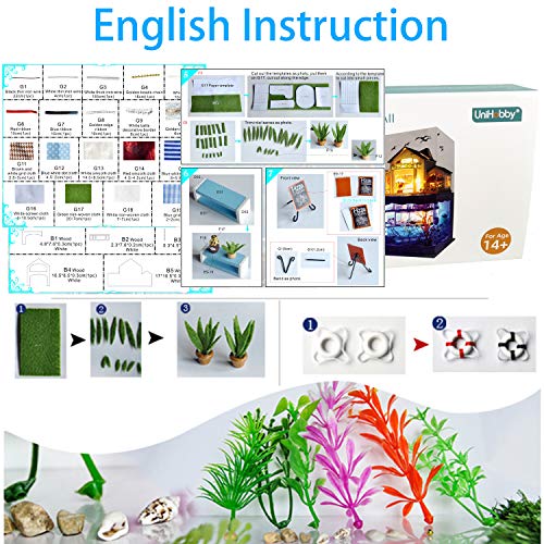 UniHobby DIY Miniature Dollhouse Kit,UniHobby DIY Dollhouse kit Tiny House Wooden Toy Gift with Furniture Dust Proof LED Lights for Adults UniHobby