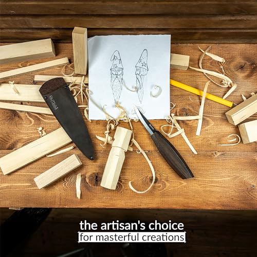 Hutsuls NX-1 Whittling Knife with Leather Sheath - The Carver's Choice, Exquisite Sloyd Knife Wood Carving, Master Craft Wood Carving Knife Hutsuls