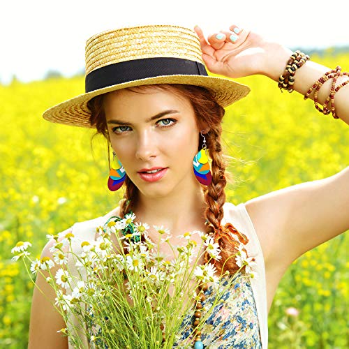 Unfinished Wooden Earrings Wooden Dangle Pendants Blank Wood Earrings 48 Pieces Natural Wood Charms with 48 Pieces Earring Hooks and 48 Pieces Jump Hicarer