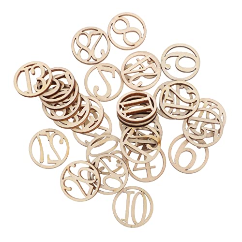 Amosfun 30pcs Calendar Wood Advent Gift Slices Art Log Numbers Craft Cookies-Creative Funny Decor DIY Number Wood Piece Wood Hanging Prop Wood Piece Amosfun