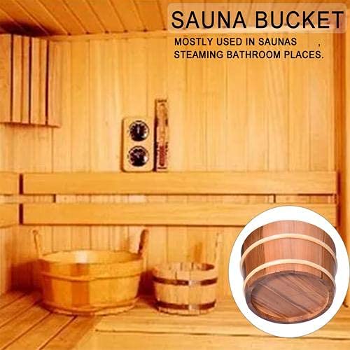 Astarama Sauna Bucket and Ladle, Handmade Cedar Wooden Hot Tub Barrel Sauna Natural Sauna Spa Accessory Bath Accessories Supplies Astarama