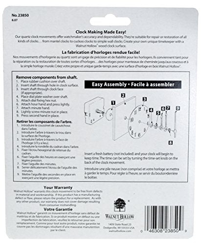 Walnut Hollow 3 Piece Clock Kit for 3/8-inch Surfaces, Use to Repair or Design your Own Clock Walnut Hollow