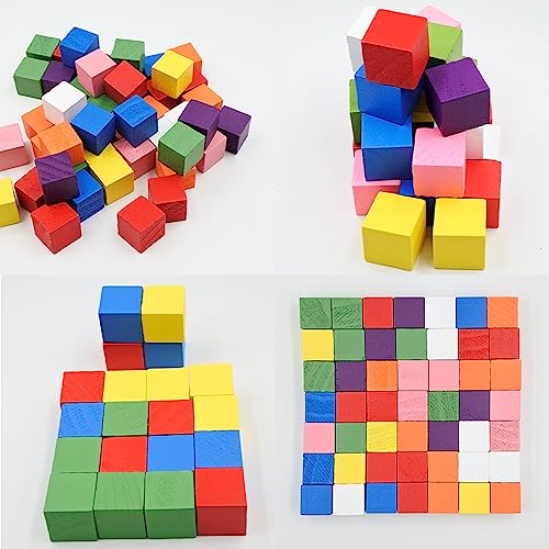 Wood Cubes for Crafts, 1 cm Wooden Blocks, 300 Pcs Natural Wooden Blocks, Unfinished Wood Crafts Wood Square Blocks for Arts and DIY Projects Puzzle SPKESE