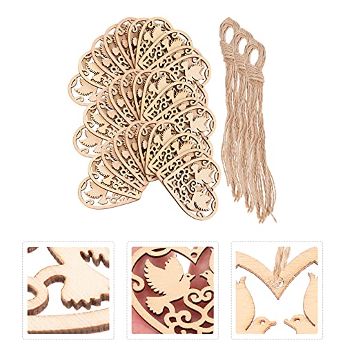 VOSAREA 30Pcs Wooden Pendant Wedding Heart Woodsy Decor Heart Wood Cutouts decoraciones para salas de casa Home décor Christmas Embellishments for VOSAREA
