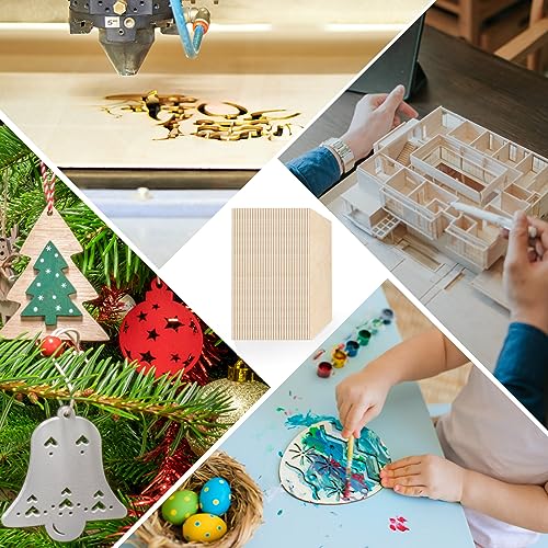 Basswood Sheets 1/8 x 12 x 12 inch - 3mm Basswood Sheets Plywood Sheets Balsa Wood, 48Pcs Square Unfinished Wood Board for DIY Crafts, Laser Cutting, Adrattnay