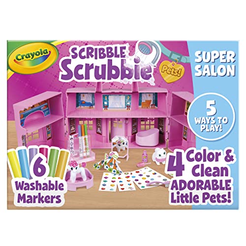 Crayola Scribble Scrubbie Pets Super Salon, Color, Paint & Wash Toy, Gift for Kids, Ages 3, 4, 5, 6 Crayola