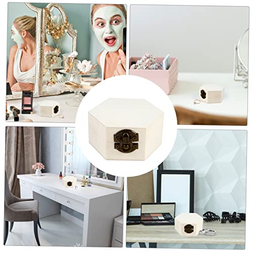 Abaodam 2pcs Hexagonal Jewelry Box Unfinished Wooden Wedding Kids Jewelry Organizer Jewelry Organizer Clear Jewelery Organizer Treasure Chest for Abaodam