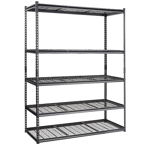 VEVOR Storage Shelving Unit, 5-Tier Adjustable, 2000 lbs Capacity, Heavy Duty Garage Shelves Metal Organizer Wire Rack, Black, 60" L x 24" W x 78" H VEVOR