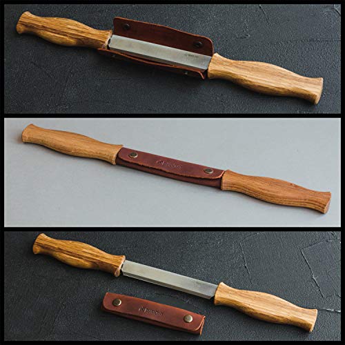 BeaverCraft Draw Knife with Leather Sheath DK1S-4,3" Straight Shave Knife Wood Carving Tools Woodworking Hand Tool BeaverCraft