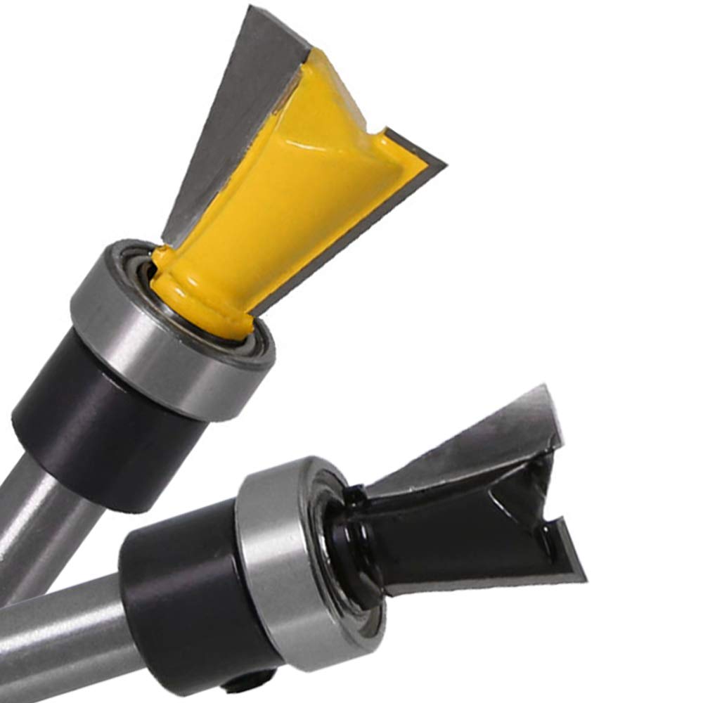 Yakamoz 2Pcs 1/4 Inch Shank Dovetail Joint Router Bits with Bearing Guide Dovetail Jig Bit for Furniture Building Cabinet Making Woodworking Cutter YAKAMOZ