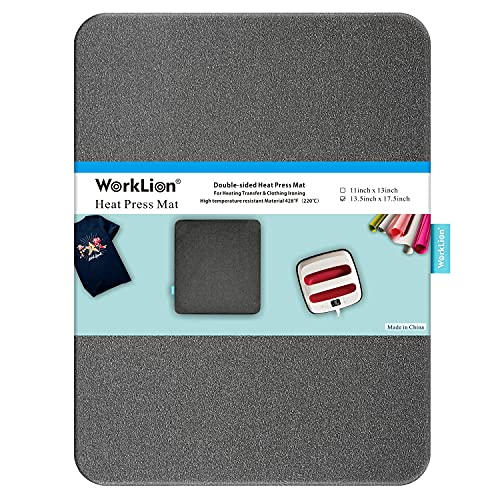 WORKLION Heat Press Mat 13"x17": Large Size Protective Resistant Fireproof Materials Heating Mat for Cricut Easypress/Easypress 2 in Vinyl HTV WORKLION