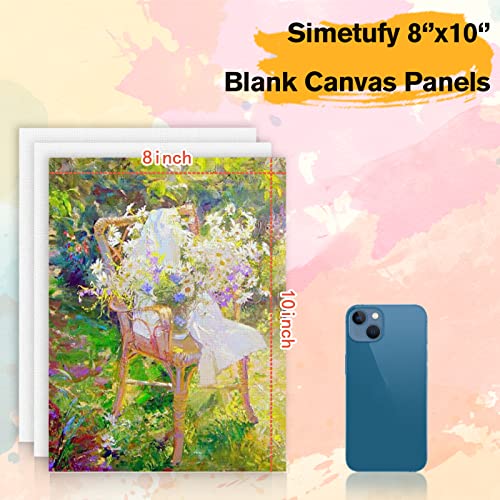 8 Pack 8x10 Inch Canvases for Painting, Blank Canvas Boards for Painting-Gesso Primed Acid-Free 100% Cotton Canvas Panels for Acrylics Oil Watercolor Simetufy