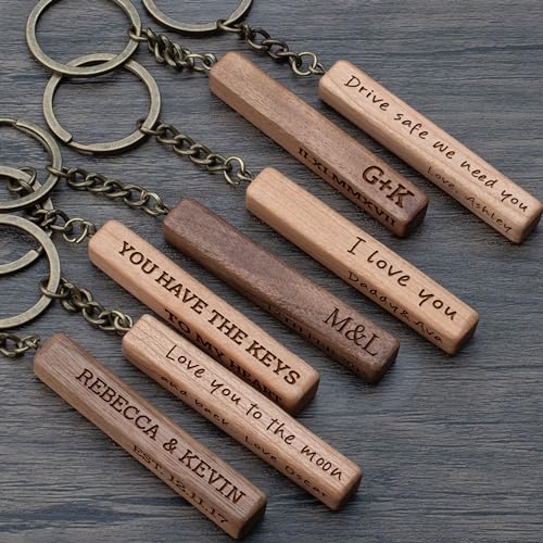 Custom 4 Sided Keychain, Personalized Key Chain with Name, Message | Cherry | Engraved Keychain for Men, Women, Boyfriend, Girlfriend, Customizable Personalized Favors