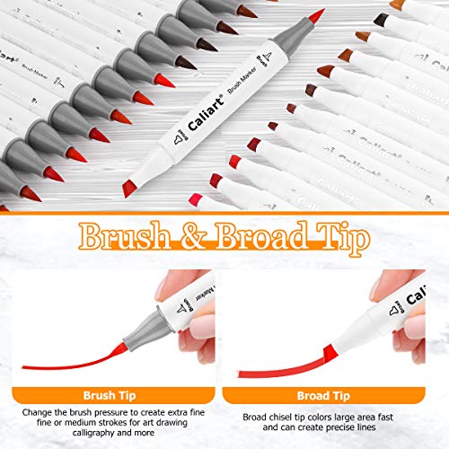 Caliart Alcohol Brush Markers, 51 Colors Dual Tip Artist Brush & Chisel Tip Sketch Art Alcohol Markers for Kids Adult Halloween Books Painting Caliart