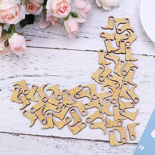 Supvox 50pcs Wooden Cowboy Boots Craft Miniature Wood Cutouts for DIY Crafts Embellishments Wedding Party Decoration SUPVOX