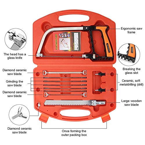 12Pcs Multifunction Handsaw Set,Hacksaw,Coping Saw, Bow Saw, Wood Saw, Steel Saw for Cutting Wood, Tile, Glass, Metal, Plastic, Ceramic Hunting, SYWAN