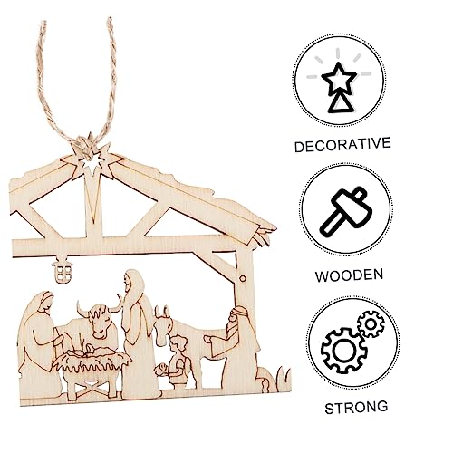 SEWACC 20Pcs Nativity Craft Wood Blank Cutouts Wood Craft Decoration Wall Decorative Patches DIY Wood Crafts Ornament Blank Wood Slices Christmas SEWACC