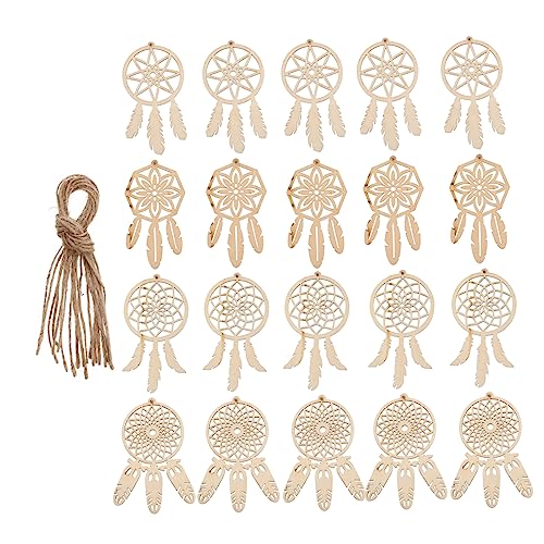 COHEALI 40pcs Wooden Dreamcatcher Arts and Crafts for Kids Dreamcatcher Kit Wood Crafts for Kids DIY Kits Wooden Hanging Ornaments Kit Unfinished COHEALI