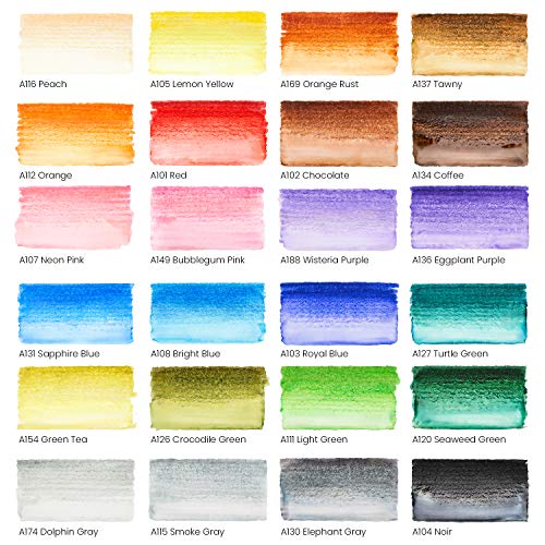 Arteza Watercolor Painting Art Set, Real Brush Pens 24 and Foldable Canvas Paper Bundle, DIY Kit Art Supplies for Artists & Hobby Painters ARTEZA