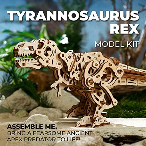 UGEARS Dinosaur 3D Model Kits - Jurassic Walking Tyrannosaurus Rex 3D Wooden Puzzles for Adults and All Family- Dinosaur Model Kit Wooden Puzzles - UGEARS