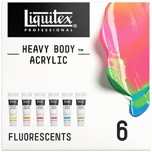 Liquitex Professional Heavy Body Acrylic Paint, 6 x 59ml (2-oz), Fluorescent Colors Set Liquitex