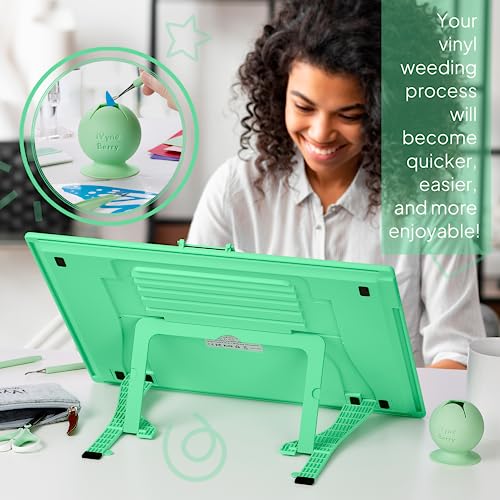 iVyne Berry Suctioned Vinyl Weeding Scrap Collector & Holder for Weeding Tools for Vinyl - Green iVyne