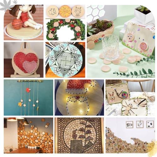 PH PandaHall 100PCS 2 Inch Natural Wood Slices, Unfinished Round Wooden Discs Round Wooden Tokens Wood Coins Wooden Circle Chips Small Blank Wooden PH PandaHall