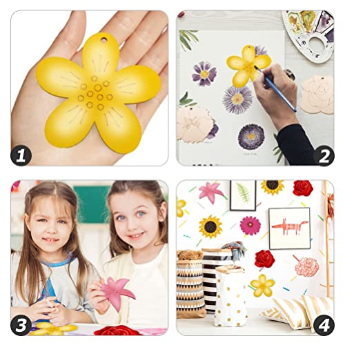 Sewroro 1 Set Painting Flower Wood Piece Unfinished Wood Slices Craft Flowers Flower Embellishments Flowers for Crafts Natural Wood Slices Wooden Sewroro