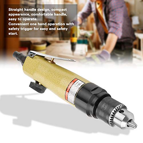 Straight Pneumatic Drill 900rpm Air Power Drill High Speed Pneumatic Drilling Engraving Polishing Tool with Adjustable Inlet Valve Wrench Chunk Key Yosoo