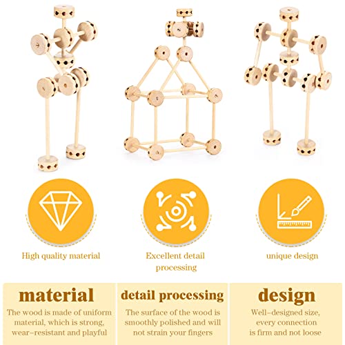 Zhanmai 2 Sets 120 Pieces Wooden Building Blocks Toys Kids Wooden Toys Educational Natural Wood Toys Learning Wooden Blocks Different Sized Toy Zhanmai