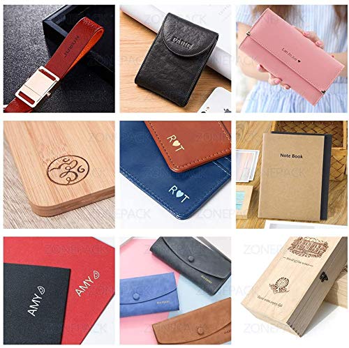 ZONEPACK 10x13cm Digital Embossing Machine Hot Foil Stamping Machine Manual Tipper Stamper for PVC Leather PU Paper with Paper Holder and Scale ZONEPACK