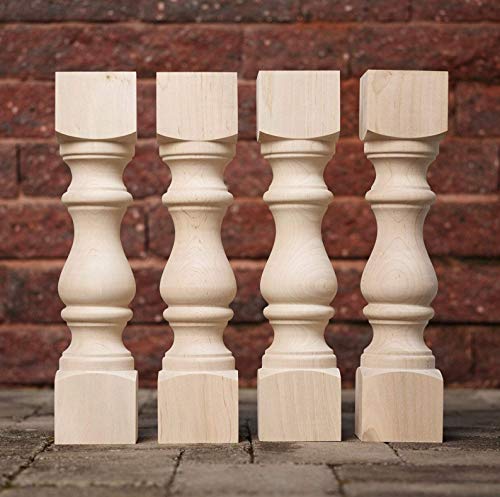 CAROLINA LEG CO. Maple Monastery Bench Legs - Replacement Coffee Table Legs - Unfinished - Set of 4 - Made in NC - Dimensions: 3.5" x 16" CAROLINA LEG CO.