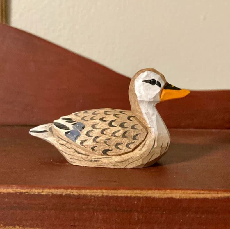 Female Mallard Duck Wood Ornament Brown Hen Hanging Figurine Handmade Carved Decoration Selsela
