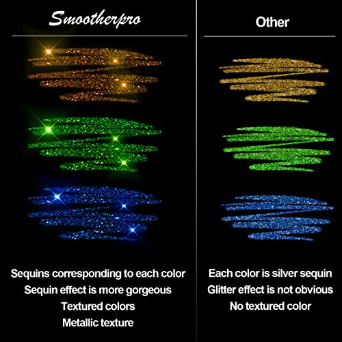 SMOOTHERPRO Glitter Gel Pens 1.0mm Metallic Vibrant Sparkle Colorful Pen 18 Colors for Coloring Calligraphy Cards Journal Drawing (SC623-18) SMOOTHERPRO