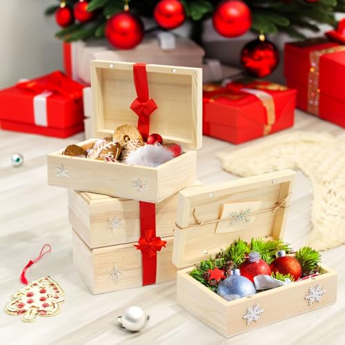 Bright Creations 4 Pack Small Unfinished Wood Boxes for Crafts with Hinged Magnetic Lid (5.5 x 3.5 x 2 In) Bright Creations